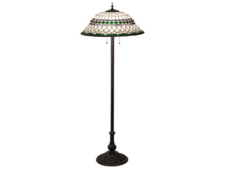 Meyda Tiffany Roman Glass Mahogany Bronze Floor Lamp