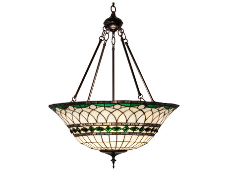 Meyda Tiffany Roman 3-Light Mahogany Bronze Glass Bowl Pendant