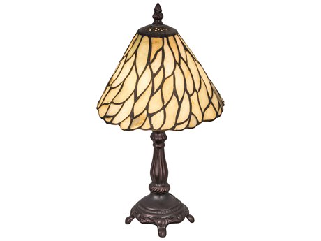Meyda Jadestone Willow Mini Bronze Glass Tiffany Table Lamp