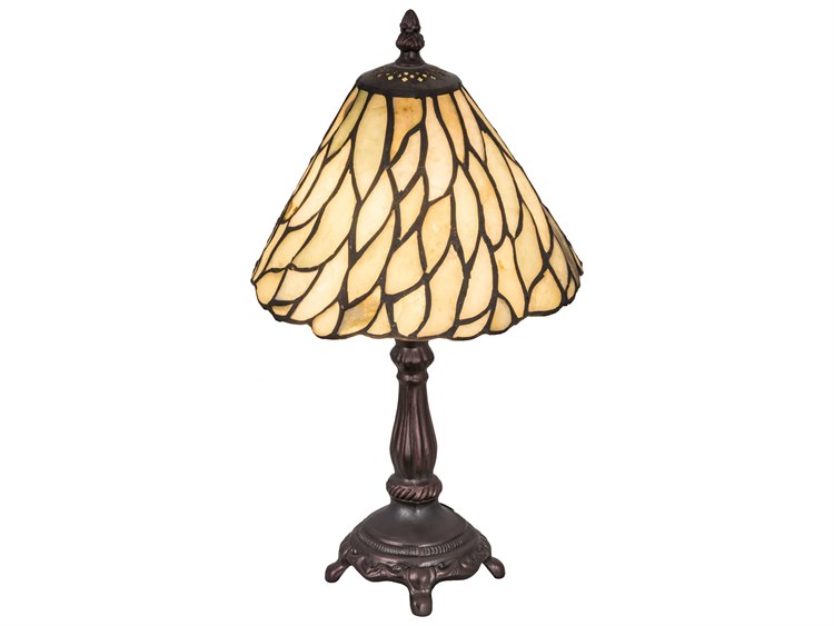 Meyda Jadestone Willow Mini Bronze Glass Tiffany Table Lamp