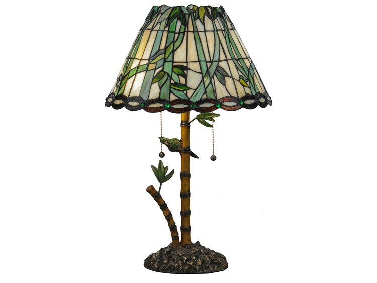 Meyda Tiffany Loro Paraiso Beige Brown Table Lamp