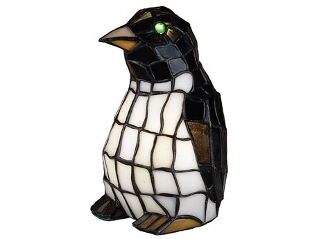 Meyda Tiffany Penguin Glass Accent Off White Table Lamp