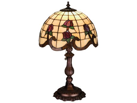 Meyda Roseborder Beige Accent Brown Tiffany Table Lamp