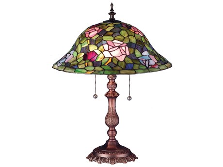 Meyda Tiffany Rosebush Brown Table Lamp