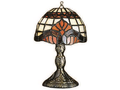 Meyda Baroque Micro Mini Bronze Tiffany Table Lamp