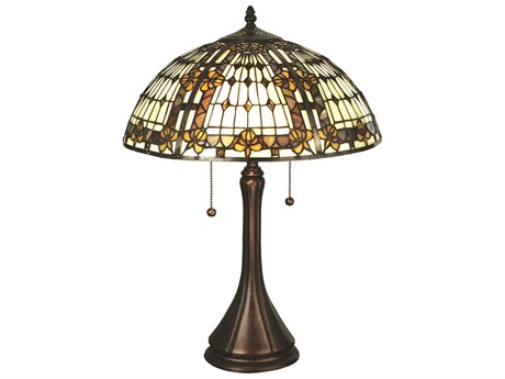 Meyda Fleur-De-Lis Bronze Tiffany Table Lamp