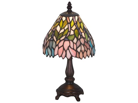 Meyda Wisteria Mini Brown Tiffany Table Lamp