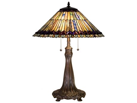 Meyda Tiffany Jeweled Peacock Bronze Table Lamp