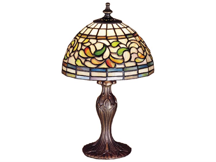 Meyda Tiffany Turning Leaf Mini Bronze Table Lamp
