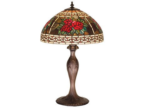 Meyda Tiffany Roses & Scrolls Bronze Table Lamp