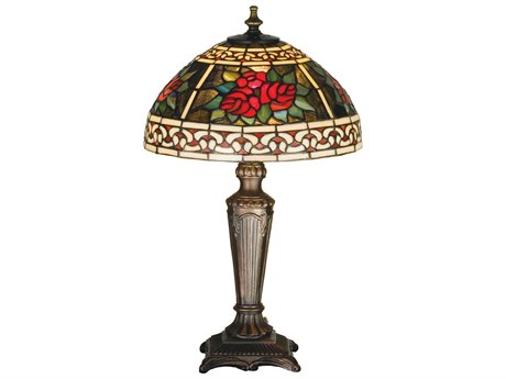 Meyda Tiffany Roses & Scrolls Accent Bronze Table Lamp