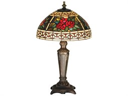 Meyda Pond Lily Blue Accent Green Tiffany Table Lamp | MY14995