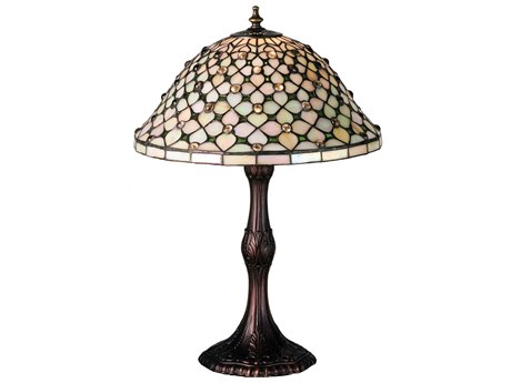 Meyda Diamond & Jewel 20'' High Bronze Tiffany Table Lamp