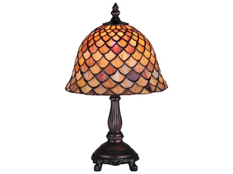 Meyda Tiffany Fishscale Brown Mini Bronze Table Lamp