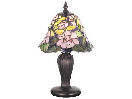Meyda Begonia Brown Mini Bronze Tiffany Table Lamp