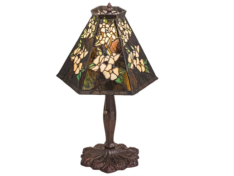 Meyda Tiffany Oriental Peony Accent Brown Table Lamp