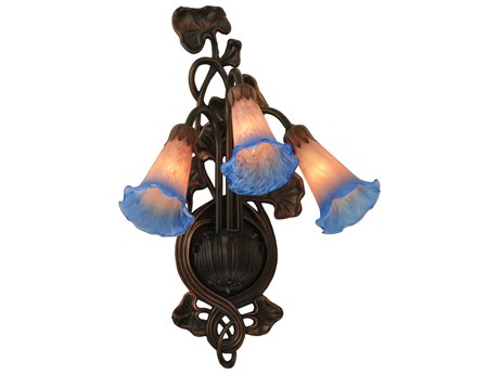 Meyda Pond Lily 3-Light Bronze Tiffany Wall Sconce