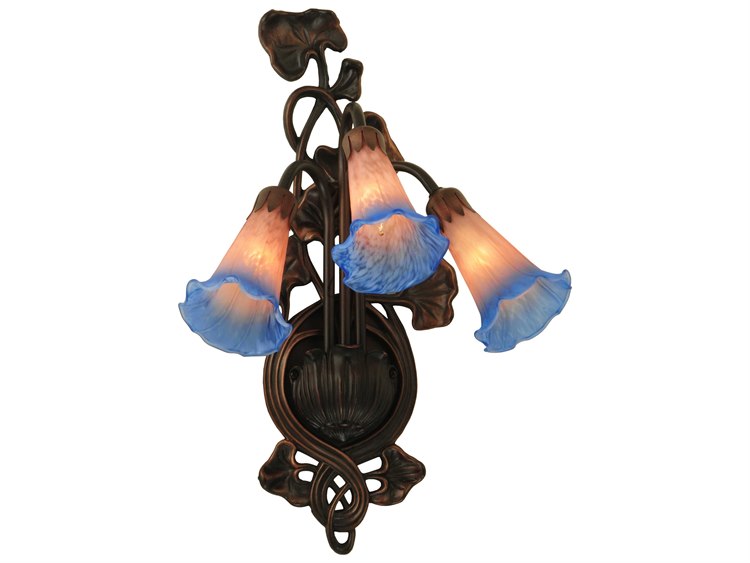 Meyda Pond Lily 3-Light Bronze Tiffany Wall Sconce
