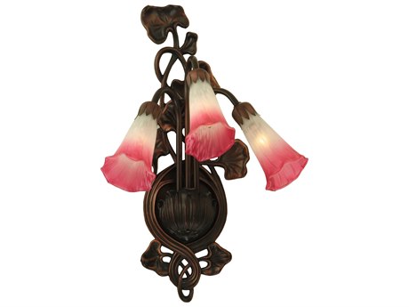 Meyda Pond Lily 3-Light Bronze Tiffany Wall Sconce