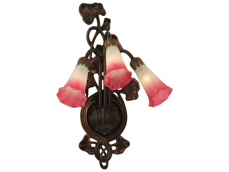 Meyda Pond Lily 3-Light Bronze Tiffany Wall Sconce
