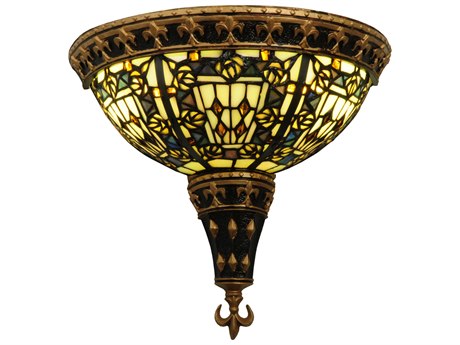 Meyda Fleur-de-lis 11" Tall 2-Light Brown Tiffany Wall Sconce