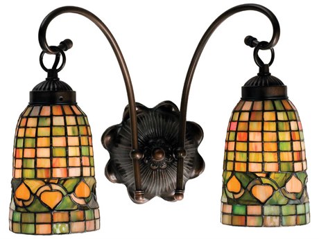 Meyda Tiffany 11" Tall 2-Light Bronze Wall Sconce