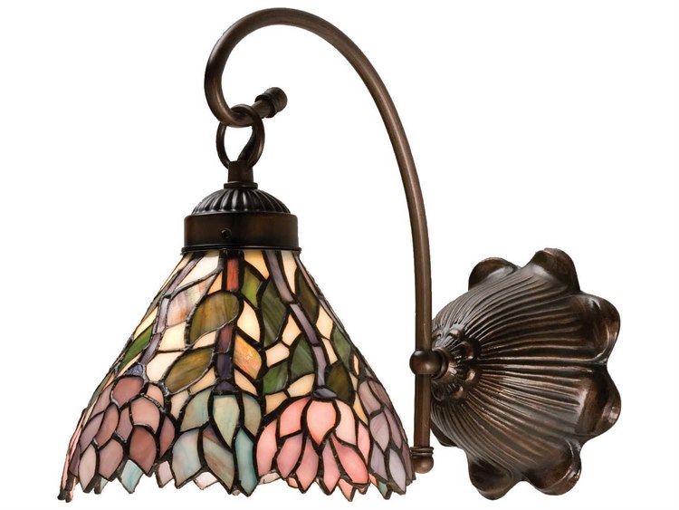 Meyda Wisteria 1-Light Bronze Tiffany Wall Sconce