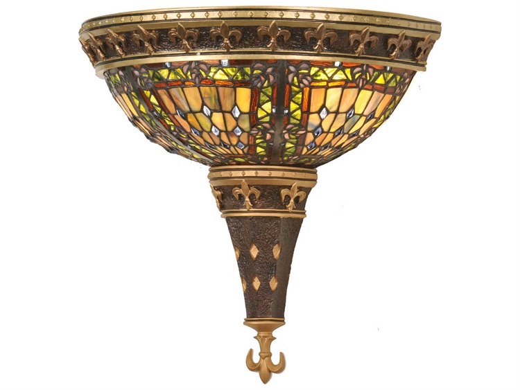 Meyda Fleur-de-lis 2-Light Bronze Tiffany Wall Sconce