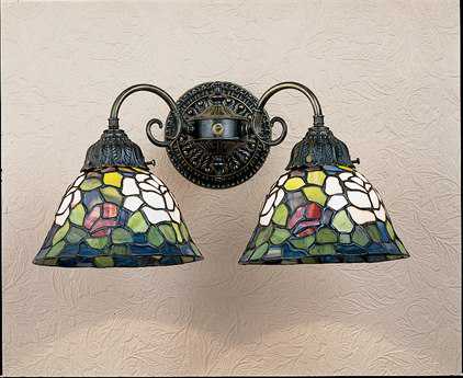 Meyda Tiffany Rosebush 9" Tall 2-Light Brown Wall Sconce