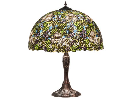 Meyda Trillium & Violet Glass Tiffany Mahogany Bronze Buffet Lamp