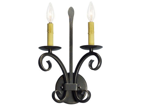 Meyda Valetta 2-Light Rustic Iron Gray Wall Sconce