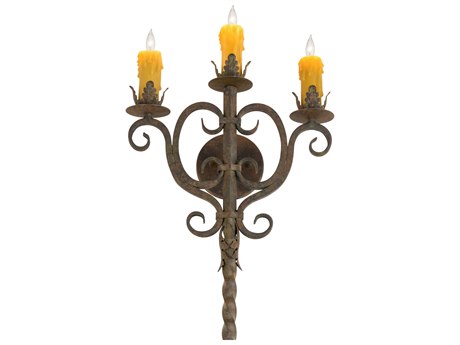 Meyda Palmira 3-Light Brown Glass Wall Sconce