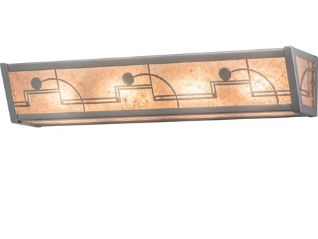 Meyda Revival Deco 4-Light Nickel Glass Vanity Light
