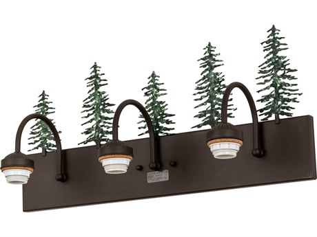 Meyda Tall Pines 3-Light Bronze Glass Vanity Light
