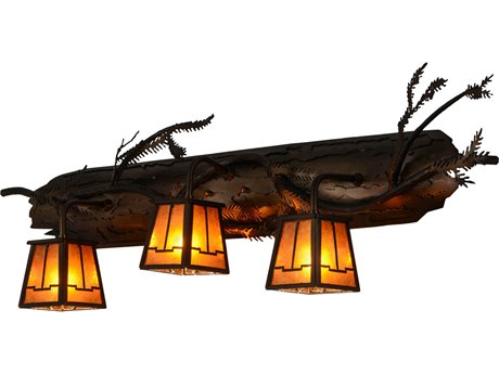 Meyda Pine Branch Valley View 3-Light Copper Glass Vanity Light