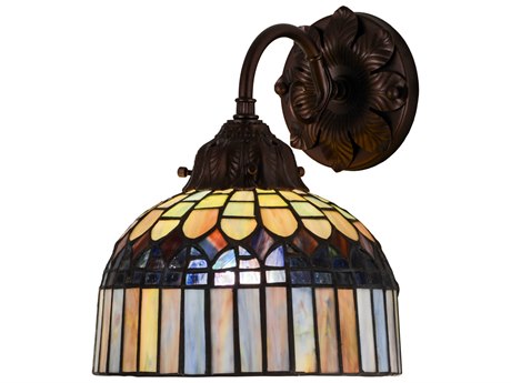 Meyda 1-Light Bronze Glass Tiffany Wall Sconce