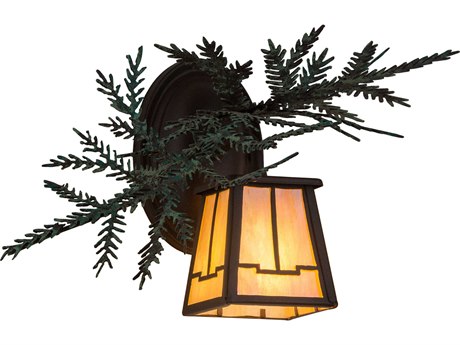 Meyda Pine Branch Valley View 1-Light Brown Glass Wall Sconce