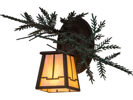 Meyda Pine Branch Valley View 1-Light Brown Glass Wall Sconce