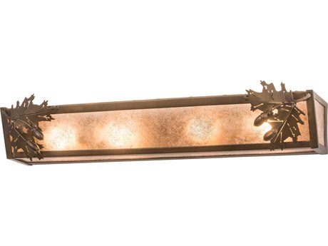 Meyda Oak Leaf & Acorn 4-Light Copper Glass Vanity Light