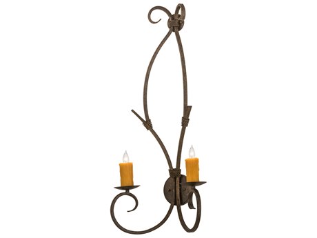 Meyda Sienna 2-Light Bronze Glass Wall Sconce