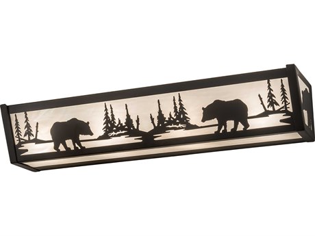 Meyda Bear At Lake 4-Light Bronze Glass Vanity Light