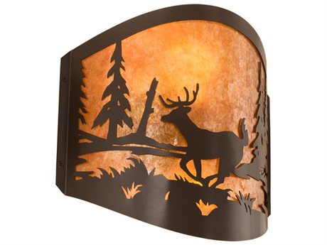 Meyda 2-Light Bronze Glass Wall Sconce