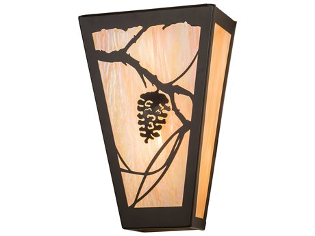 Meyda Whispering Pines 2-Light Bronze Glass Wall Sconce