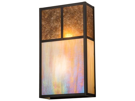 Meyda Hyde Park T Mission 2-Light Brown Glass Wall Sconce