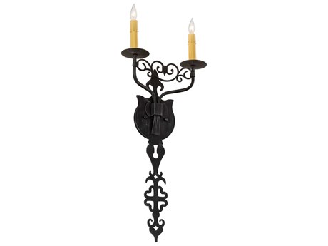 Meyda 2-Light Black Glass Wall Sconce