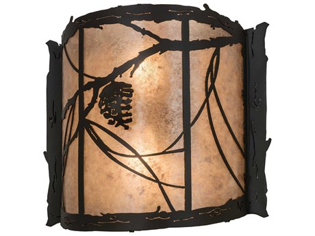 Meyda Whispering Pines 2-Light Bronze Glass Wall Sconce