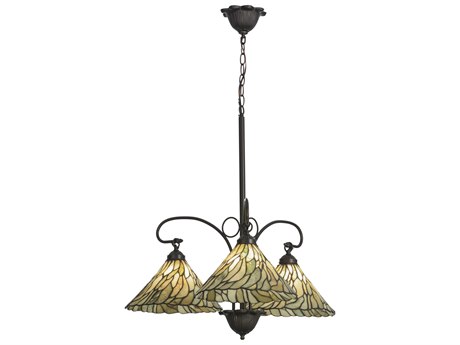 Meyda Willow 30" Wide 3-Light Bronze Tiffany Chandelier