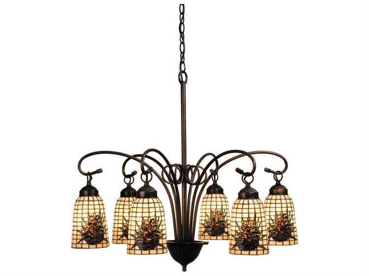 Meyda Victorian 6-Light Bronze Tiffany Bell Chandelier