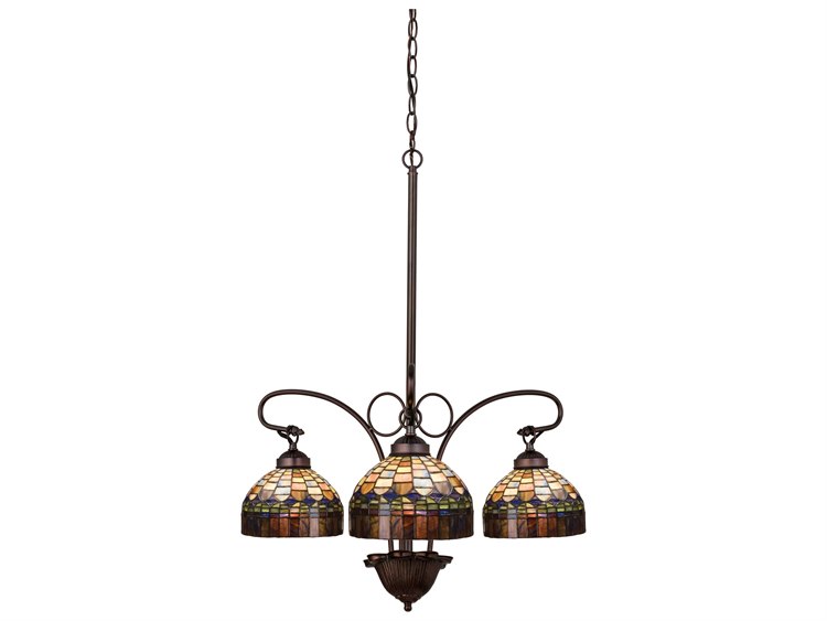 Meyda Victorian 3-Light Bronze Tiffany Dome Chandelier