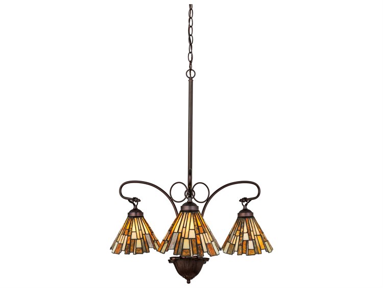 Meyda Victorian 3-Light Bronze Tiffany Chandelier